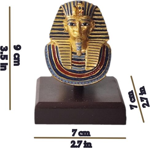 Size 6cm/2.3in, Certified Replica of Egyptian Pharaoh King TUT-ankhamun's Statue/Mask, Egyptian Statue Figurine Bust,a Handcrafeted Egyptian Home Decore Statue (Plexi Glass) in Saudi Arabia