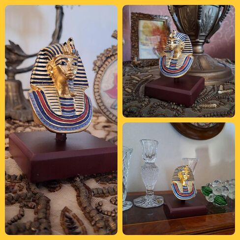 Size 6cm/2.3in, Certified Replica of Egyptian Pharaoh King TUT-ankhamun's Statue/Mask, Egyptian Statue Figurine Bust,a Handcrafeted Egyptian Home Decore Statue (Plexi Glass) in Saudi Arabia