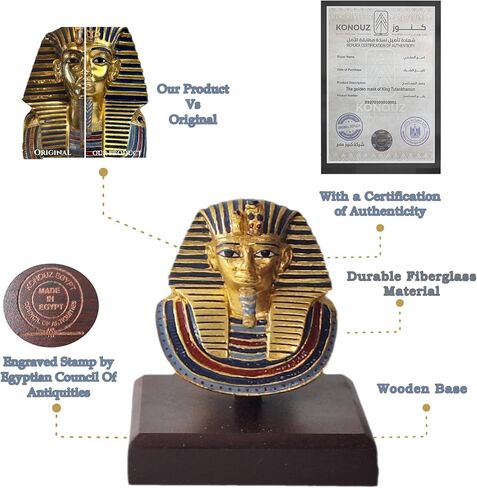 Size 6cm/2.3in, Certified Replica of Egyptian Pharaoh King TUT-ankhamun's Statue/Mask, Egyptian Statue Figurine Bust,a Handcrafeted Egyptian Home Decore Statue (Plexi Glass) in Saudi Arabia