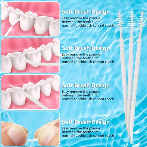 Brushpicks Interdental Toothpicks,Soft Bristle Dental Floss Picks Toothpicks,Helps Removes Plaque and Debris Between Your Teeth 600PCS (Pack of 5) Coconut in Saudi Arabia