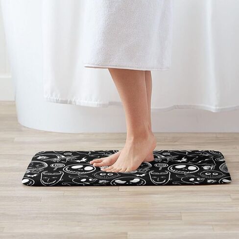 مخيف عيد الميلاد حمام الحصير السجاد الأسود 15.7 "× 23.5 بوصة سجاد الحمام لحوض الاستحمام مضحك ديكور الحمام لطيف أفخم دافئ المخملية حوض الاستحمام حصيرة ماصة للماء عدم الانزلاق حمام حصيرة in Saudi Arabia
