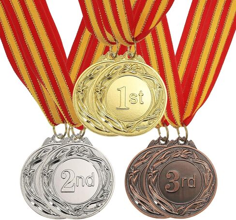 PATIKIL 2 Inch Gold Silver Bronze Award Metals, 6 Pieces Winner Award Medals 1st 2nd 3rd Prize with Neck Ribbon for Games Sports Competitions in Saudi Arabia