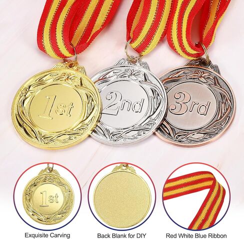 PATIKIL 2 Inch Gold Silver Bronze Award Metals, 6 Pieces Winner Award Medals 1st 2nd 3rd Prize with Neck Ribbon for Games Sports Competitions in Saudi Arabia