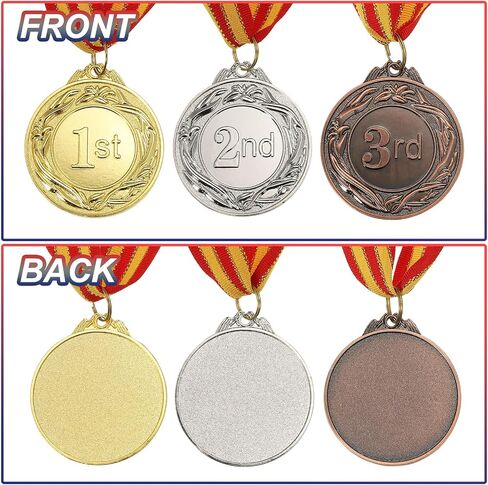 PATIKIL 2 Inch Gold Silver Bronze Award Metals, 6 Pieces Winner Award Medals 1st 2nd 3rd Prize with Neck Ribbon for Games Sports Competitions in Saudi Arabia