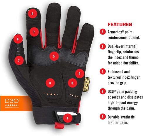 Mechanix Wear: قفازات عمل M-Pact ذات ملاءمة آمنة، وقفازات عمل مع حماية من الصدمات وامتصاص الاهتزاز، وقفازات أمان للرجال (أسود/رمادي، كبير) in Saudi Arabia