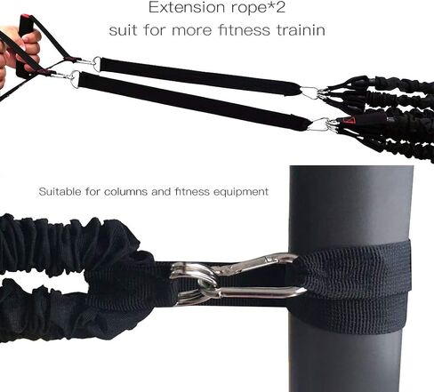 Resistance Bands Set(11 pcs), Workout Bands with Handles, Metal Carabiner, Door Anchor, Ankle Straps, Exercise Bands for Training, Muscle Training, Shape Body, Home Workouts Stackable up to 150 lbs in Saudi Arabia