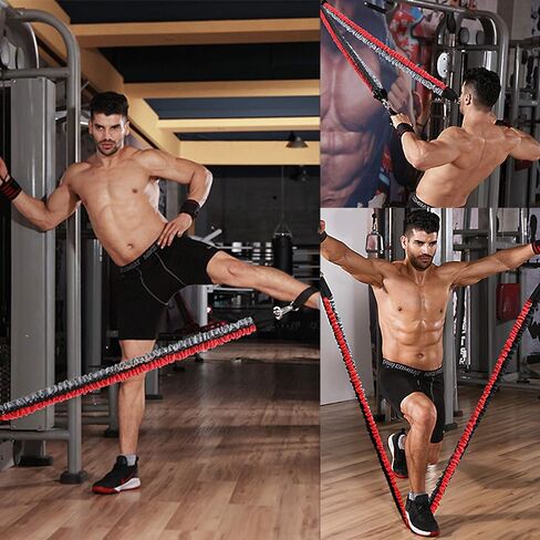 Resistance Bands Set(11 pcs), Workout Bands with Handles, Metal Carabiner, Door Anchor, Ankle Straps, Exercise Bands for Training, Muscle Training, Shape Body, Home Workouts Stackable up to 150 lbs in Saudi Arabia