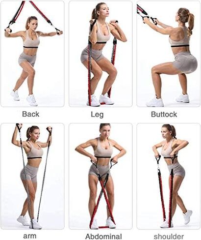 Resistance Bands Set(11 pcs), Workout Bands with Handles, Metal Carabiner, Door Anchor, Ankle Straps, Exercise Bands for Training, Muscle Training, Shape Body, Home Workouts Stackable up to 150 lbs in Saudi Arabia