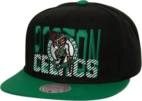 Mitchell & Ness Boston Celtics Cross Check Snapback Hat Cap Black/Green in Saudi Arabia