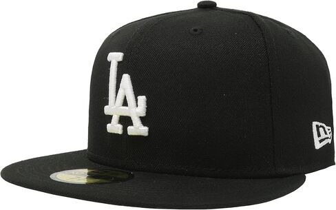 New Era Los Angeles Dodgers 59Fifty Fitted Hat, Adult, Black/White, 8 1/8 in Saudi Arabia