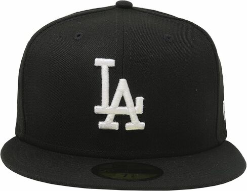 New Era Los Angeles Dodgers 59Fifty Fitted Hat, Adult, Black/White, 8 1/8 in Saudi Arabia