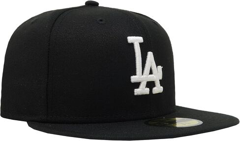 New Era Los Angeles Dodgers 59Fifty Fitted Hat, Adult, Black/White, 8 1/8 in Saudi Arabia