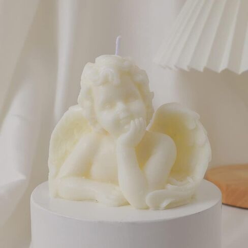 2 Pack Angel Candles Soy Scented Candles Hand Carved Aesthetic Candles for Home Decor Bathroom Bedroom Wedding Decor (Milk White) in Saudi Arabia