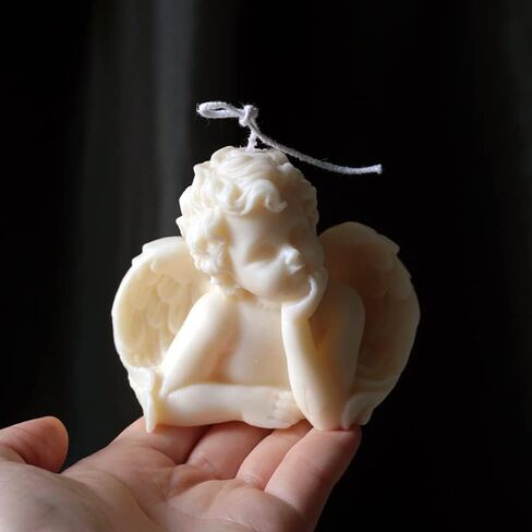 2 Pack Angel Candles Soy Scented Candles Hand Carved Aesthetic Candles for Home Decor Bathroom Bedroom Wedding Decor (Milk White) in Saudi Arabia