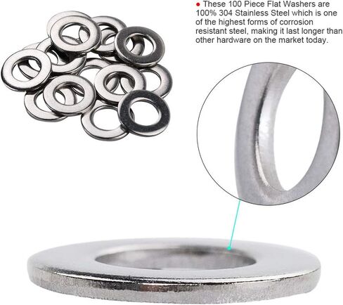 HIFROM 100pcs M10 Flat Washers 304 Stainless Steel Metric Flat Washers Set replacement for Bolt Screw (M10X20X2mm) in Saudi Arabia