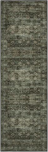 Green Washable Rugs 5x7 Living Room Rug Non Slip Rugs for Bedroom,Traditional Border Vintage Foldable Stain Resistant Low Pile Indoor Throw Carpet for Home Office Dining Table,Green/Grey in Saudi Arabia
