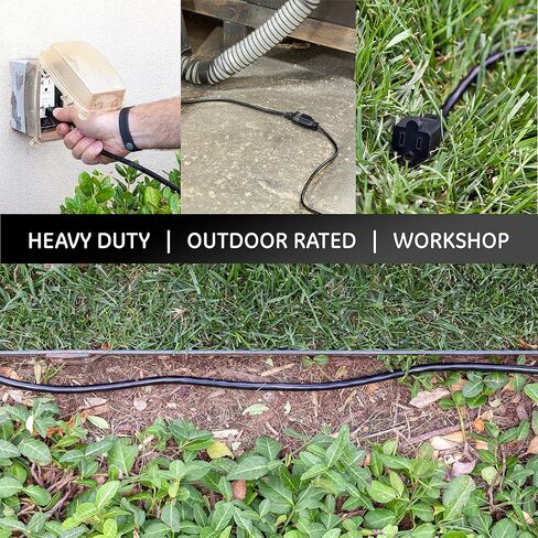 GE Outdoor Extension Cord Waterproof, Heavy Duty Extension Cord, 16AWG 3 Prong Extension Cord Outdoor, 13 Amp 15 Ft Extension Cord, Long Extension Cord, UL Listed, Black, 50369 in Saudi Arabia