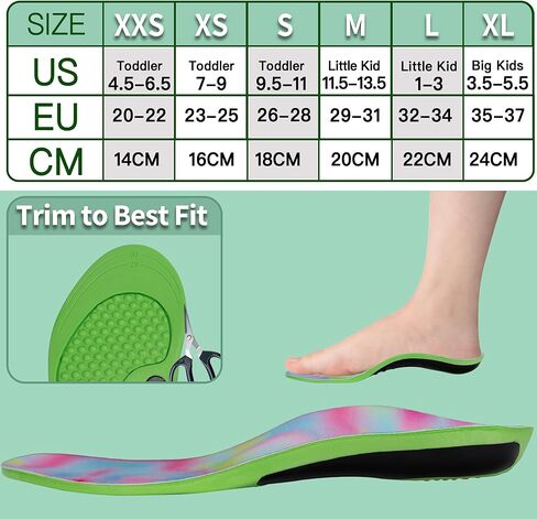 Everhealth Kids Insoles Orthopedic Shoe Inserts, Orthotic Arch Support Insoles for Flat Feet Pronation Plantar Fasciitis Pain Relief, Comfort Supportive Replacement Insoles for Children in Kuwait