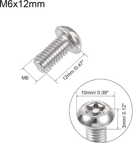 برغي آلة أمان توركس M6x16mm من uxcell، 40 قطعة براغي رأس عموم داخل العمود، 304 مسامير تثبيت من الفولاذ المقاوم للصدأ in Saudi Arabia