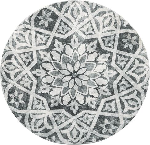 Round Area Rug 3ft, Washable Bohemian Mandala Round Rug Non Skid Chic Soft Rug Circle Area Mat Carpet for Bathroom Living Room Entryway Nursery Sofa Floor Decor, 3ft Kaleidoscope in Saudi Arabia