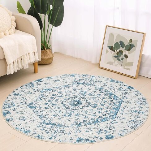 Round Area Rug 3ft, Washable Bohemian Mandala Round Rug Non Skid Chic Soft Rug Circle Area Mat Carpet for Bathroom Living Room Entryway Nursery Sofa Floor Decor, 3ft Kaleidoscope in Kuwait