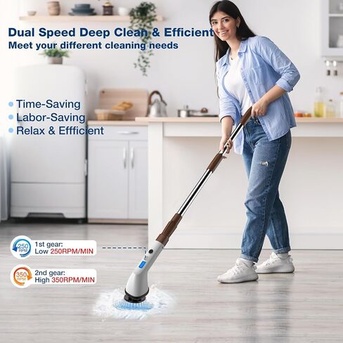 Electric Spin Scrubber, 2024 New Cordless Cleaning Brush，2-Speed Adjustable,Shower Scrubber for Bathroom Car Floor Tile in Saudi Arabia