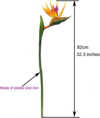 Calcifer 32'' Real Touch Bird of Paradise Artificial Flowers Bouquet for Home Garden Decoration/Wedding Party Decor (Goldenrod,5 Stems) in Kuwait