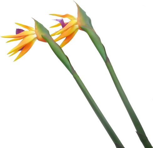 Calcifer 32'' Real Touch Bird of Paradise Artificial Flowers Bouquet for Home Garden Decoration/Wedding Party Decor (Goldenrod,5 Stems) in Kuwait