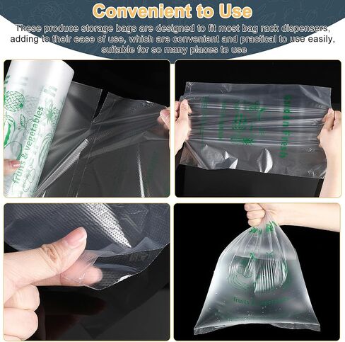 1000 Pcs Plastic Produce Bags Narrow Profile Bags 10 x 15 Inches Clear HDPE Produce Bags for Grocery Food Vegetable Storage, 2 Rolls in Saudi Arabia