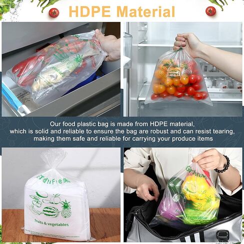 1000 Pcs Plastic Produce Bags Narrow Profile Bags 10 x 15 Inches Clear HDPE Produce Bags for Grocery Food Vegetable Storage, 2 Rolls in Saudi Arabia