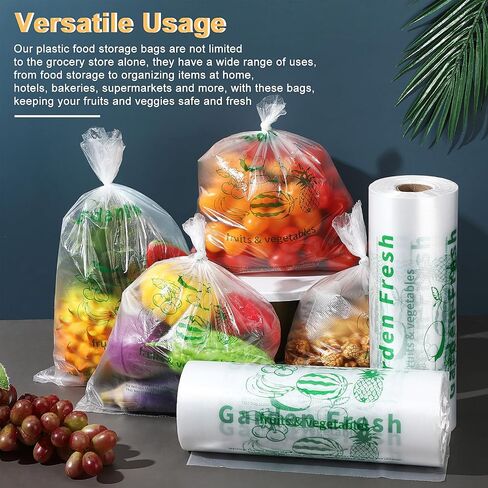 1000 Pcs Plastic Produce Bags Narrow Profile Bags 10 x 15 Inches Clear HDPE Produce Bags for Grocery Food Vegetable Storage, 2 Rolls in Saudi Arabia