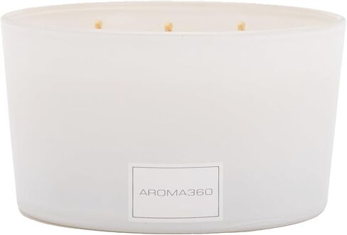 Aroma360 - Iris 9oz Candle - Luxury Scented Candles with Essential Oils - Notes of Cassis, Cool Blackcurrant and Bulgarian Rose - Aromatherapy - Soy Candles - 50hr Burn (White) in Saudi Arabia