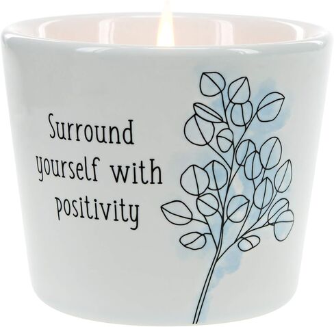 شمعة من شركة Pavilion Gift Company One Fights Alone-Tranquility بوزن 8 أونصة من شمع الصويا الحجري، ذات فتيل واحد، باللون الأبيض in Saudi Arabia