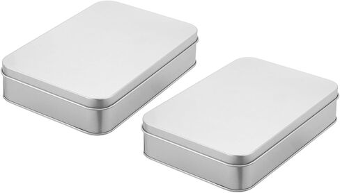 uxcell Metal Tin Box Containers, 2Pcs 3.4x2.4x0.7 Inch Black Rectangular Metal Hinged Tin Box Mini Portable Storage Container Kit with Lid for Home Storage in Saudi Arabia