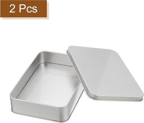uxcell Metal Tin Box Containers, 2Pcs 3.4x2.4x0.7 Inch Black Rectangular Metal Hinged Tin Box Mini Portable Storage Container Kit with Lid for Home Storage in Saudi Arabia
