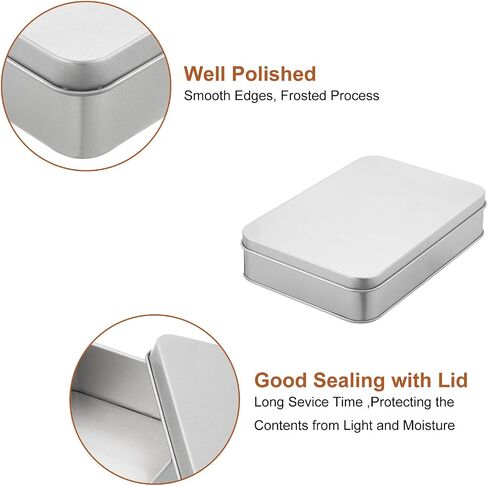 uxcell Metal Tin Box Containers, 2Pcs 3.4x2.4x0.7 Inch Black Rectangular Metal Hinged Tin Box Mini Portable Storage Container Kit with Lid for Home Storage in Saudi Arabia