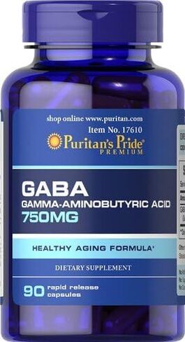 كبسولات Puritan's Pride GABA Gamma Aminobutyric Acid 750 ملغ، 90 كبسولة in Kuwait