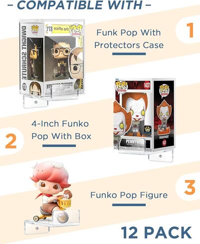 أرفف عرض من الأكريليك الشفاف لأرفف Funko Pop، رف عرض لـ Funko- شاشة عرض حائطية مقاس 4 بوصات 12 قطعة in Kuwait