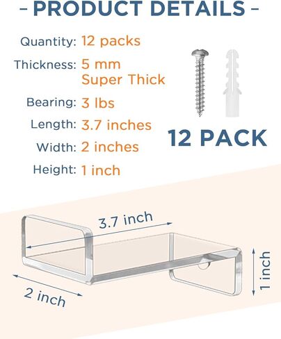 أرفف عرض من الأكريليك الشفاف لأرفف Funko Pop، رف عرض لـ Funko- شاشة عرض حائطية مقاس 4 بوصات 12 قطعة in Kuwait