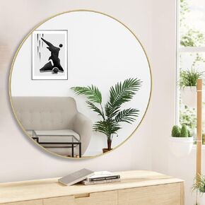 Large Round Mirror 45 Inch Circle Wall Mirror, Gold Metal Frame Mirror Exprosion-proof mirror,Decorative Modern Vanity Mirror for Bathroom, Living Room,Entryway