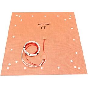 CR10 S5 Silicone Heater Pad 508 x 508mm 20" X 20" Heated bed w/ 24 Holes For Creality CR-10 S5 3D Printer Large Print Bed, Adhesive Backing + Sensor (120V)