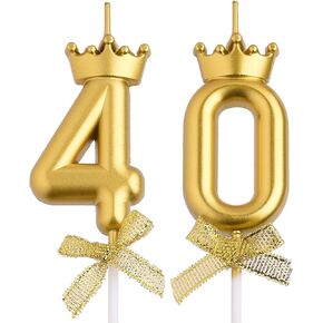 40th Birthday Candles, Red 40 Year Old Number Birthday Candles for Men Women, Happy Birthday Party Cake Topper Decoration Gifts for 40th Wedding Anniversary Celebration