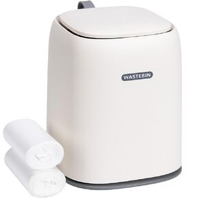 0.4 Gallon Mini Waste Can with 60 Pcs Trash Bags, Countertop Mini Trash Can with Pop up Lid, Mini Wastebasket for Coffee Table, Vanity Table, Nightstand, 5.4x5.4x6.6 Inches (White)