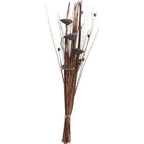 Deco 79 Dried Plant Lotus Flower Handmade Home Decor Natural Foliage Tall Bouquet Natural Dried Foliage with Grass and Branch Accents, Foliage for Decoration 12" x 5" x 40", Brown