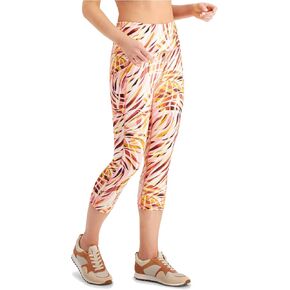 Club Room Ideology Women's Performance Printed Cropped Leggings (Swrl Peachberry, Large)