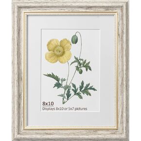 Sapowerntus Vintage 5x7 Picture Frame Blue Distressed Gold Line Beading Photo Frames Antique Wall Hanging Tabletop Display Pale Blue Home Decor Retro Family Unique Gift
