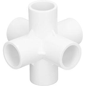 10PCS PVC Plastic Pipe Connector 6 Way Pipe Connector 6 Way Elbow Fittings 6 Way Pipe Corner Elbow Fittings 25mm Inner Diameter (White)