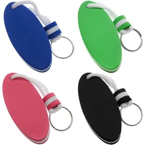 Lovelysp Floating Key Ring Oval Buoyant Keyrings Sports Buoy Key Rings Boat key chain (black, red, blue, green) for various water sports-4pcs