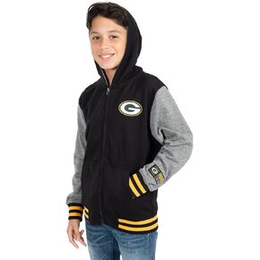 Ultra Game Boy's NFL Super Soft Full Zip Varsity Hoodie Sweatshirt