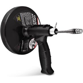 SU3247 Drum Auger, Steel Plumbing Drain Snake with 15-Ft Drain Cleaning Cable to Remove Drain Clogs
